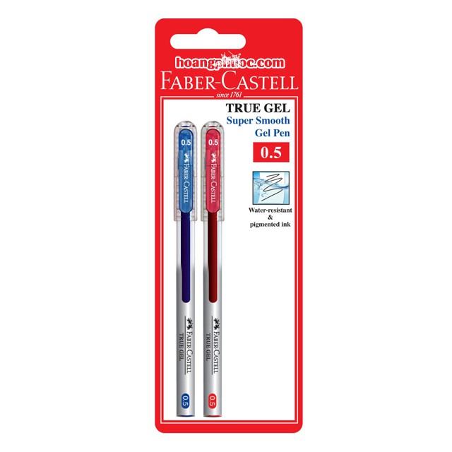 Vỉ bút true gel  xanh ,đỏ Faber& Castell