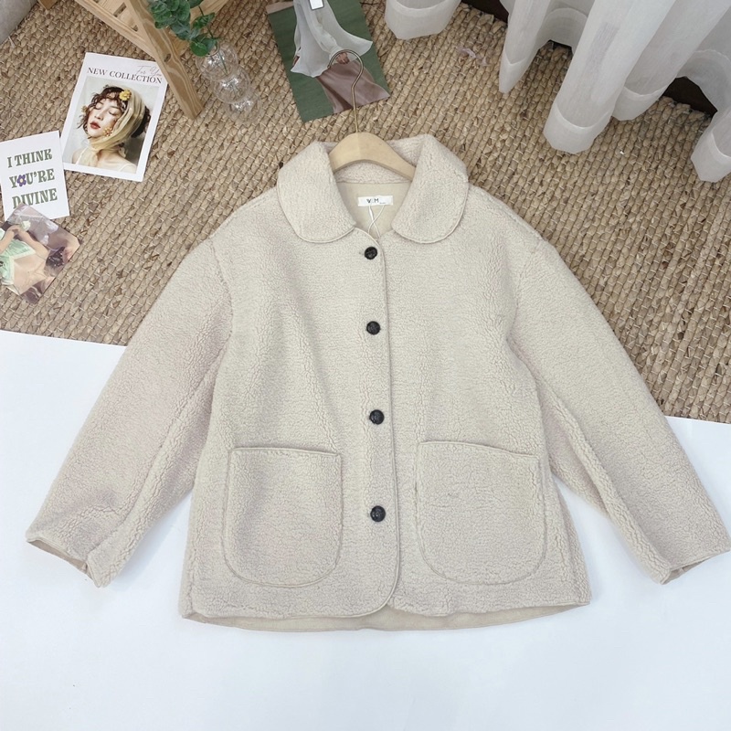 Áo khoác lông mềm dáng rộng siêu ấm áp | BigBuy360 - bigbuy360.vn