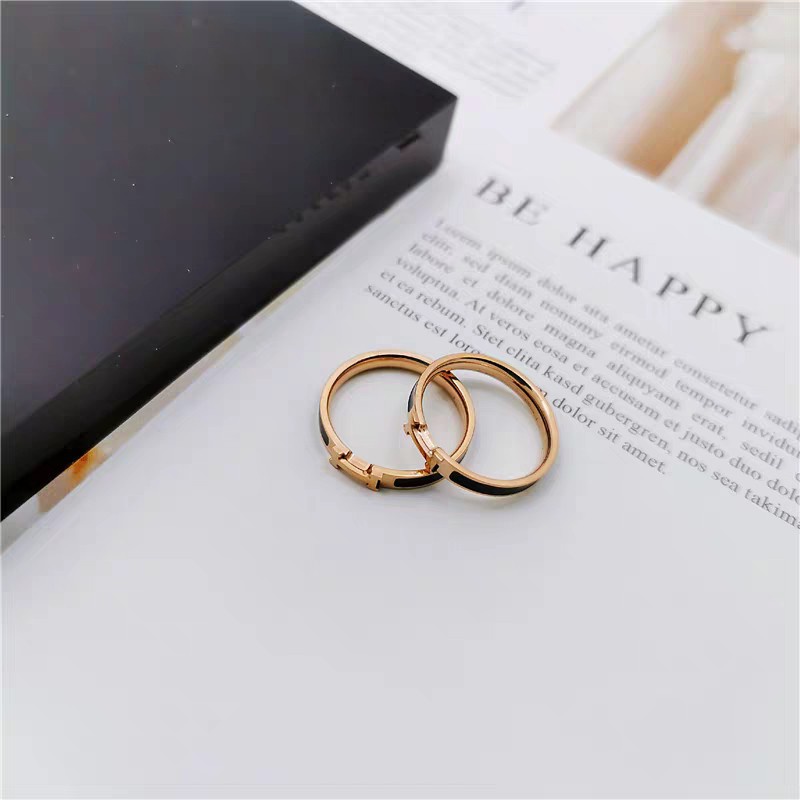 Nhẫn Thép Titan Hình Chữ H Thời Trang | Nhẫn Thép Không Gỉ Khắc Chữ Màu Vàng Hồng Dễ Phối Đồ