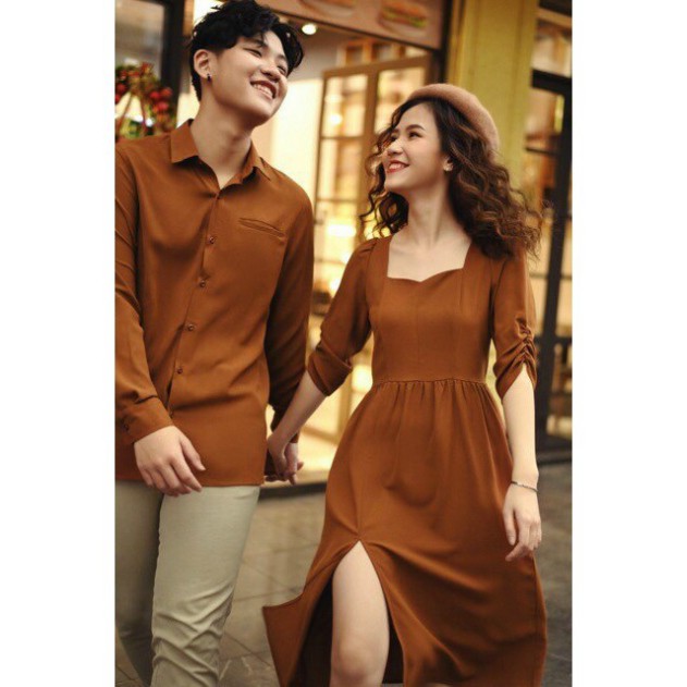 Đồ đôi đẹp, Đồ đôi váy nữ sơ mi nam Hàn Quốc Couple đồ cặp đẹp chụp ảnh cưới