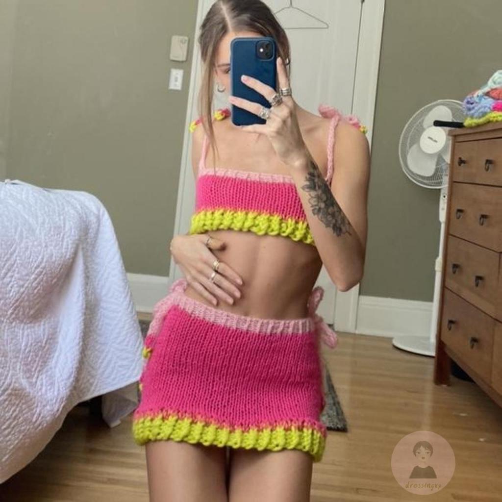 Bộ Áo Hai Dây + Chân Váy Ngắn Lưng Thun Thời Trang Cho Nữ