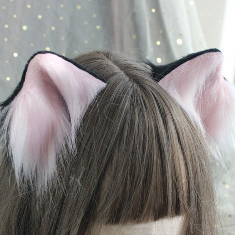 Kẹp Tóc Tai Mèo Phối Lông Phong Cách Lolita Đáng Yêu Cho Bé Gái
