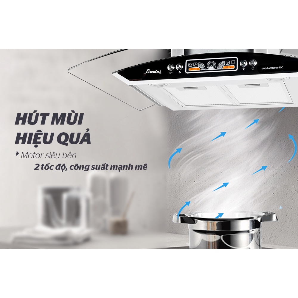 Máy hút mùi kính cong Sunhouse APEX APB6601-70C - Bảo hành 18 tháng tại nhà