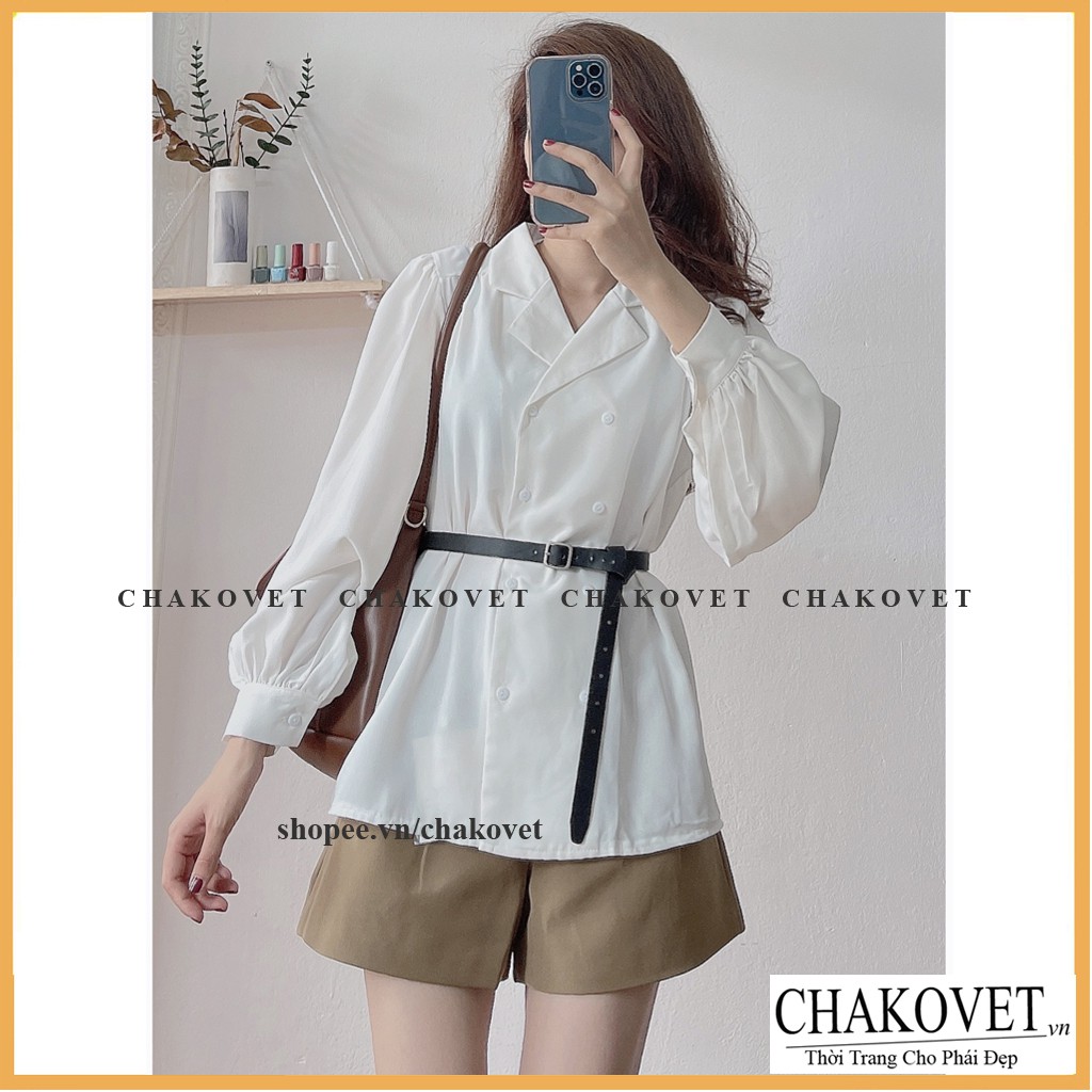 Sơ mi trắng tay dài Chakovet CKA848, kiểu áo nữ công sở cá tính | BigBuy360 - bigbuy360.vn