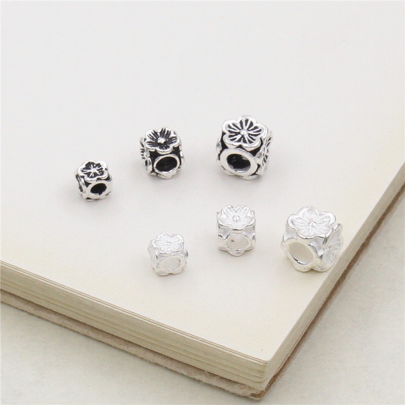 charm bạc hoa đào 5 cánh mix đá bạc s925