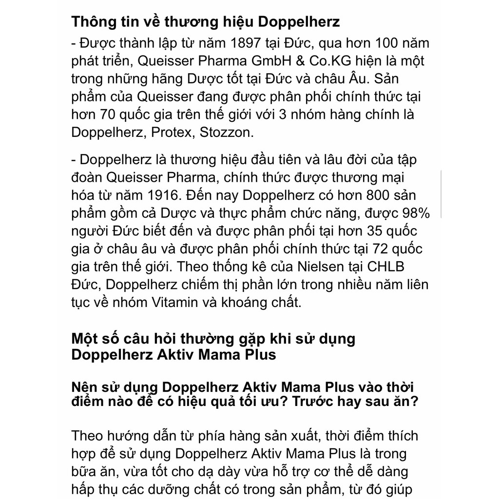(hàng Đức) Viên Uống Doppelherz Aktiv Mama Plus Bổ Sung Vitamin Cho B à B ầu | BigBuy360 - bigbuy360.vn