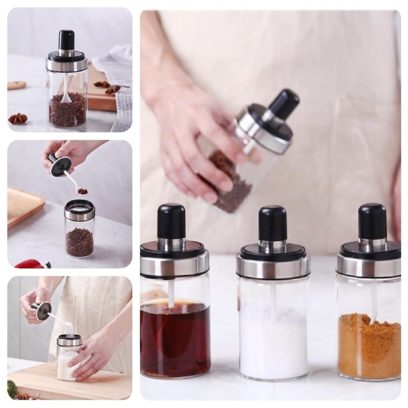 Hũ Đựng Gia Vị Thủy Tinh Cao Cấp 250ml Kèm Muỗng Tiện Dụng | BigBuy360 - bigbuy360.vn
