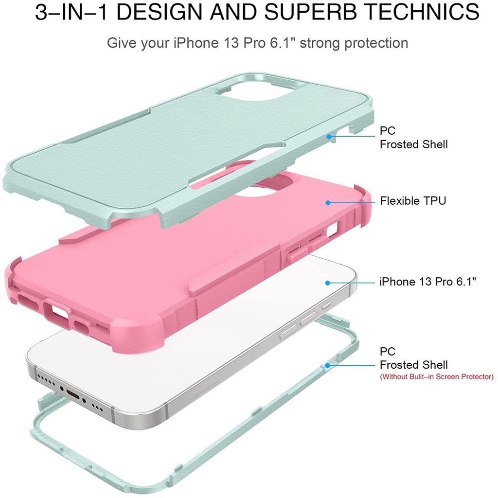Ốp Điện Thoại pc Cứng Viền tpu Dẻo 3 Trong 1 Chống Sốc Cho iphone 15 pro max / 14 pro max / 13 pro max / 12 pro max / 11 pro max / se 2022