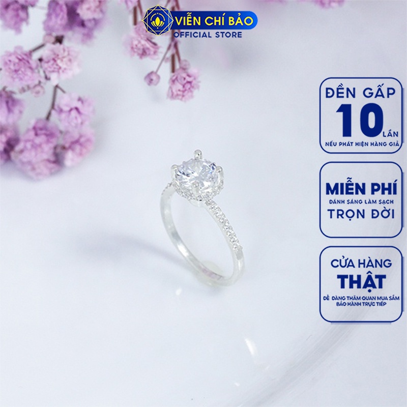 Nhẫn bạc nữ đá tròn chất liệu bạc S925 thời trang phụ kiện trang sức nữ trẻ trung Viễn Chí Bảo N400400x