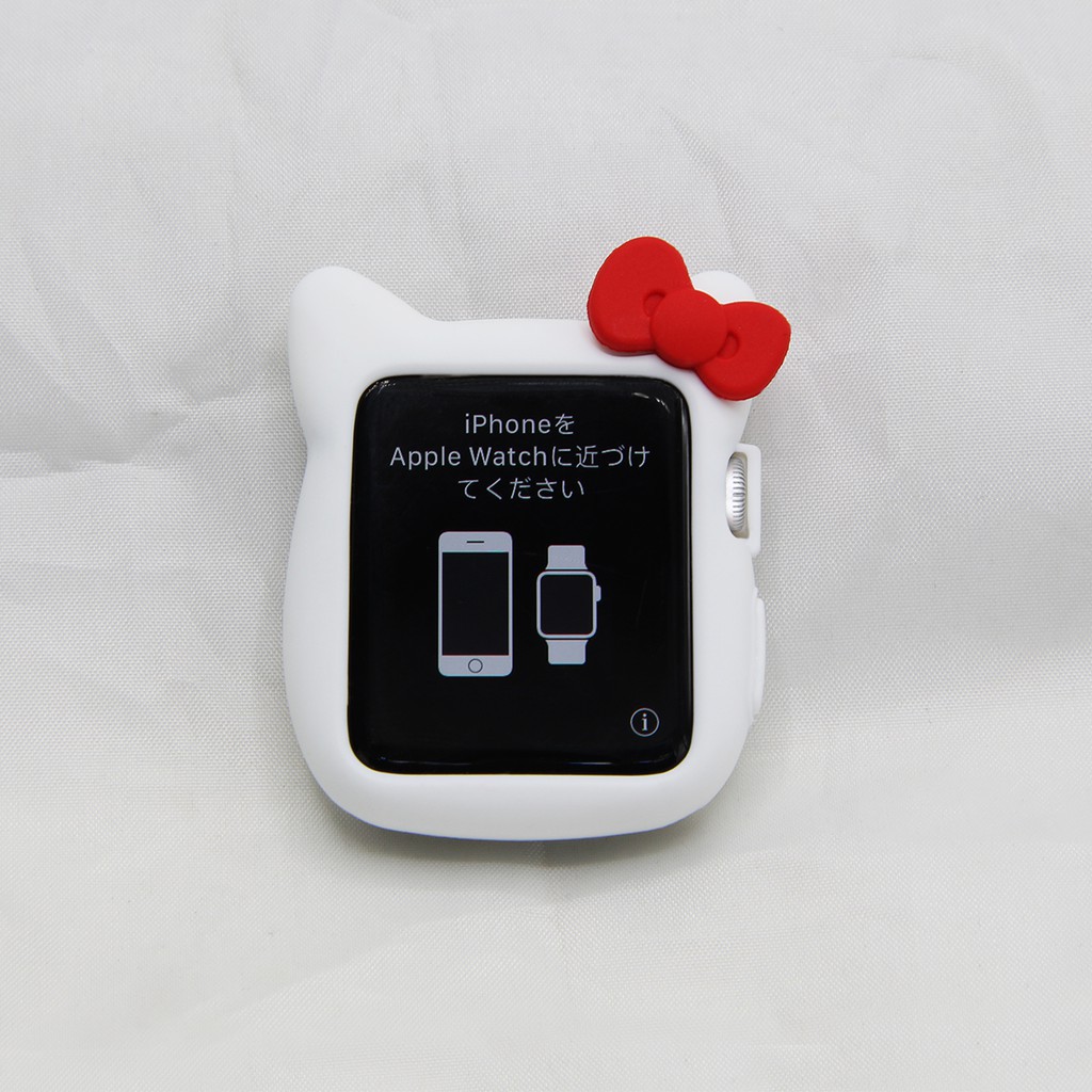 Khung Silicone chống sốc hình mèo Hello Kitty bảo vệ cho mặt đồng hồ Apple Watch Series 3/2/1 (38/42mm)