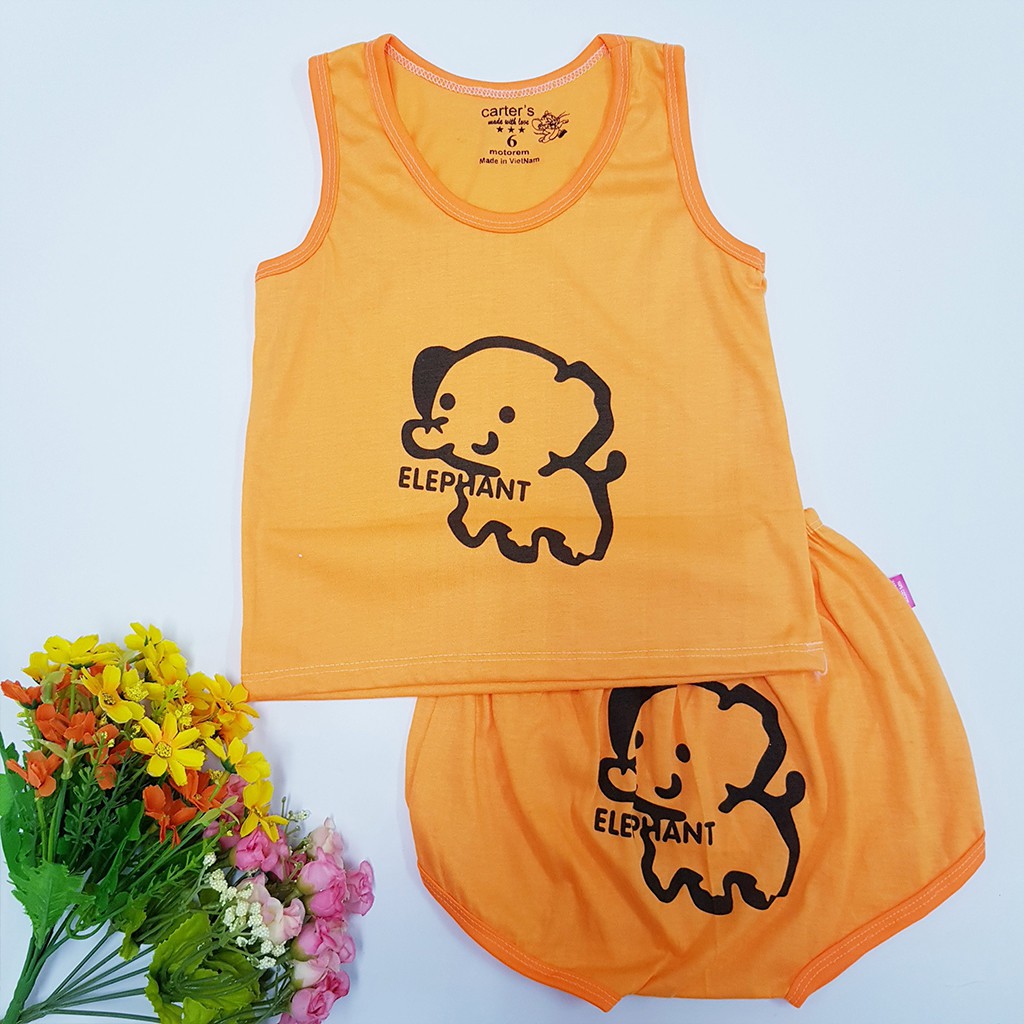 Bộ ba lỗ cotton 2 chiều cho bé trai gái sơ sinh quần áo trẻ em thoáng mát in hình ngộ nghĩnh từ 3-15kg – BCT12