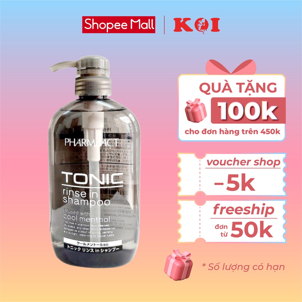 Dầu gội đầu cho nam Pharmaact Tonic Rinse In Shampoo 600ml
