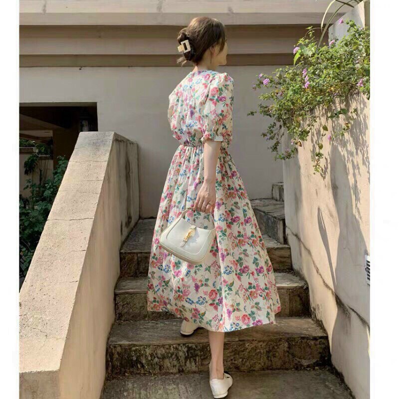Đầm maxi hoa mặc đi chơi, váy xòe bồng, đầm công chúa, váy maxi dạo biển, đầm tiểu thư, đầm hoa nhí HÀn Quốc