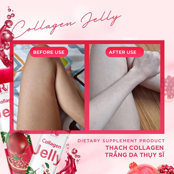 Thạch Collagen Lựu Đỏ Thụy Sĩ Hộp 7Gói, Thạch Trắng Da Jelly Giúp Da Trắng Hồng Hào Ngăn Ngừa Lão Hoá