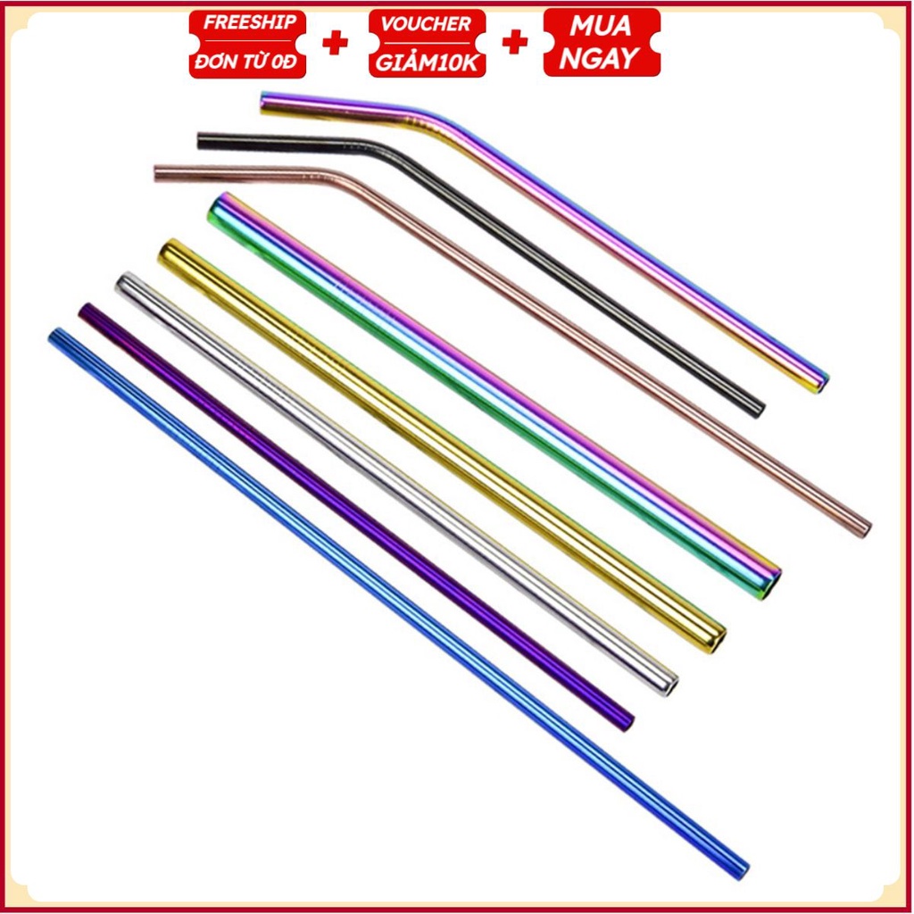 #ỐNG HÚT INOX Thép Không Gỉ 304 Cao Cấp Và Bàn Chải Cọ Rửa - Ống Hút Dài Đủ Size Cho Mọi Đồ Uống &amp; Trà Sữa