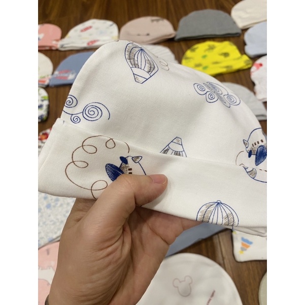 Sét 5 mũ cotton co giãn cho bé trai gái hình gẫu nhiên
