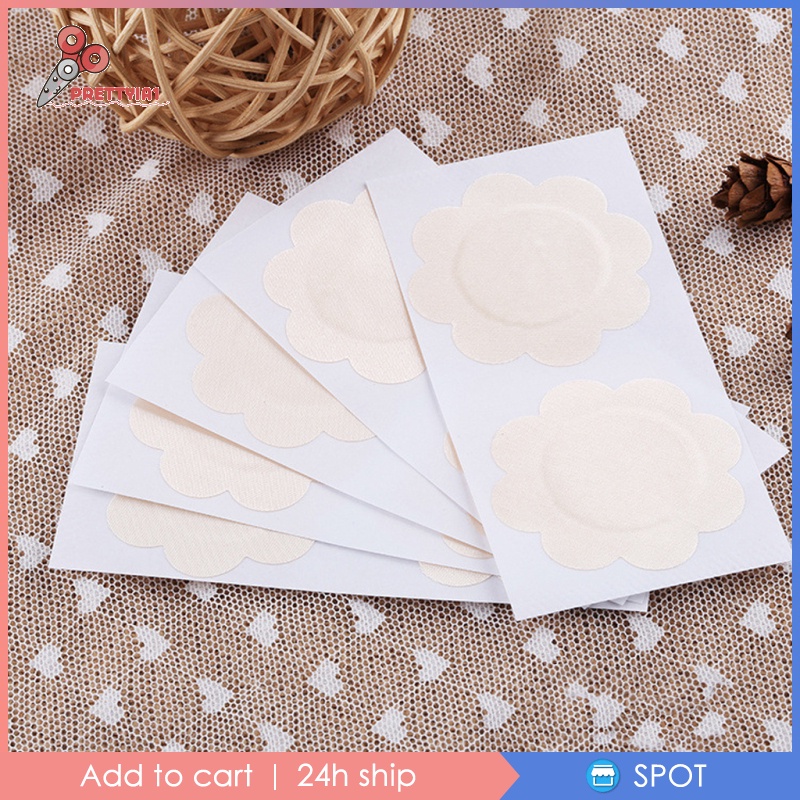 20x Satin Beige Flower Breast Nipple Cover Sticker Bra Pad Patch Disposable