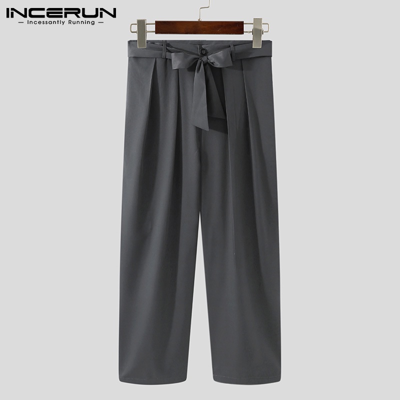 Quần dài INCERUN mềm thẳng màu đơn sắc thời trang đơn giản cho nam