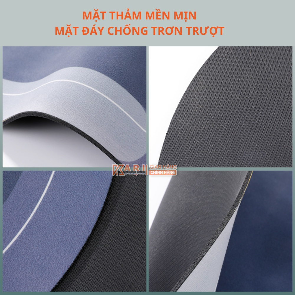 Thảm Lau Chân Lót Sàn Nhà Tắm, Silicon 3 Lớp Siêu Thấm Hút, Không Bám Mùi Chống Trơn Trượt