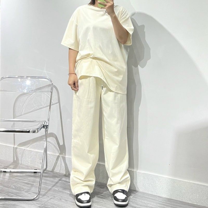 Quần baggy kaki trơn lưng thun ống xuông rộng nam nữ Kiểu basic ullzang unisex 3 màu đen,kem,ghi thời trang
