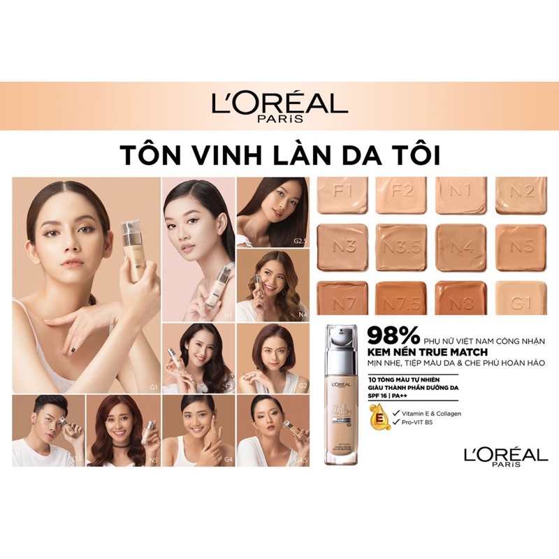 CHÍNH HÃNG Fullsize - Kem nền L'Oreal Paris True Match