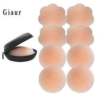 Giaur 4 Cặp / bộ Hoa Hình Tròn Silicon Có Thể Tái Sử Dụng Nắp Núm Vú Silicon Vô Hình