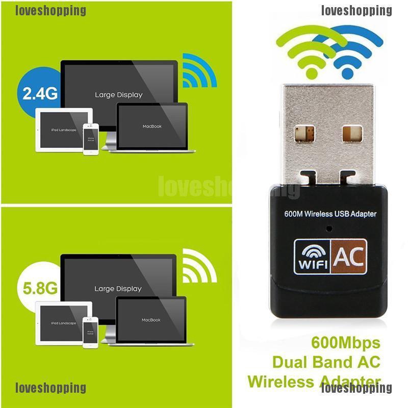 USB thu sóng wifi tốc độ 600Mbps 2.4G / 5G Hz kèm phụ kiện | BigBuy360 - bigbuy360.vn
