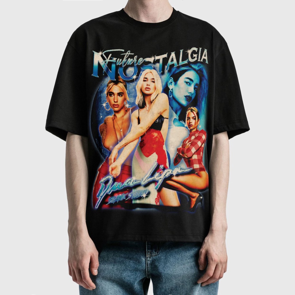 BLANK | Áo Thun Dua Lipa Tay Lỡ Unisex - Đen/Trắng Cổ Tròn