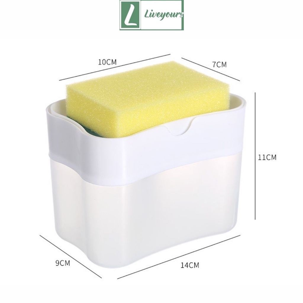 Hộp Đựng Nước Rửa Chén Tạo Bọt Thông Minh Tiện Lợi Có Vòi Hút - Tặng Kèm Miếng Bọt Biển - Liveyours
