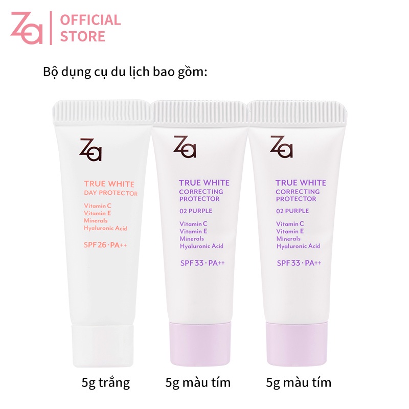 Set kem lót trang điểm ZA chống tia UVA/ B SPF33/ PA++ dưỡng ẩm làm trắng sáng da 5g