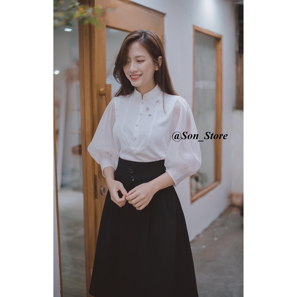 Chân váy công sở xòe dáng dài vintage | BigBuy360 - bigbuy360.vn