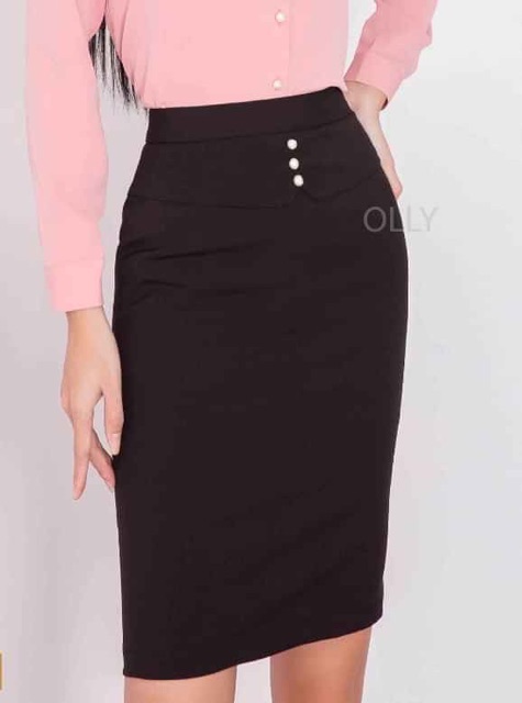 Chân váy bút chì đính cúc ngọc thời trang công sở nữ | BigBuy360 - bigbuy360.vn