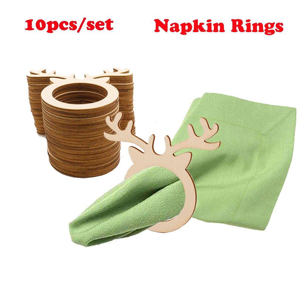 LANSEL Set 10 Vòng Nhẫn Bằng Gỗ Dùng Trang Trí Khăn Ăn DIY