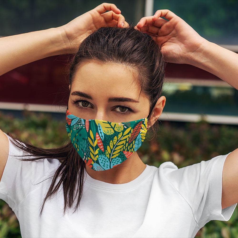 khẩu trang nam nữ độc lạ FLOWERS_1387 CARTWELL chất liệu poly cotton 100%,  chống bụi in họa tiết 3d  unisex