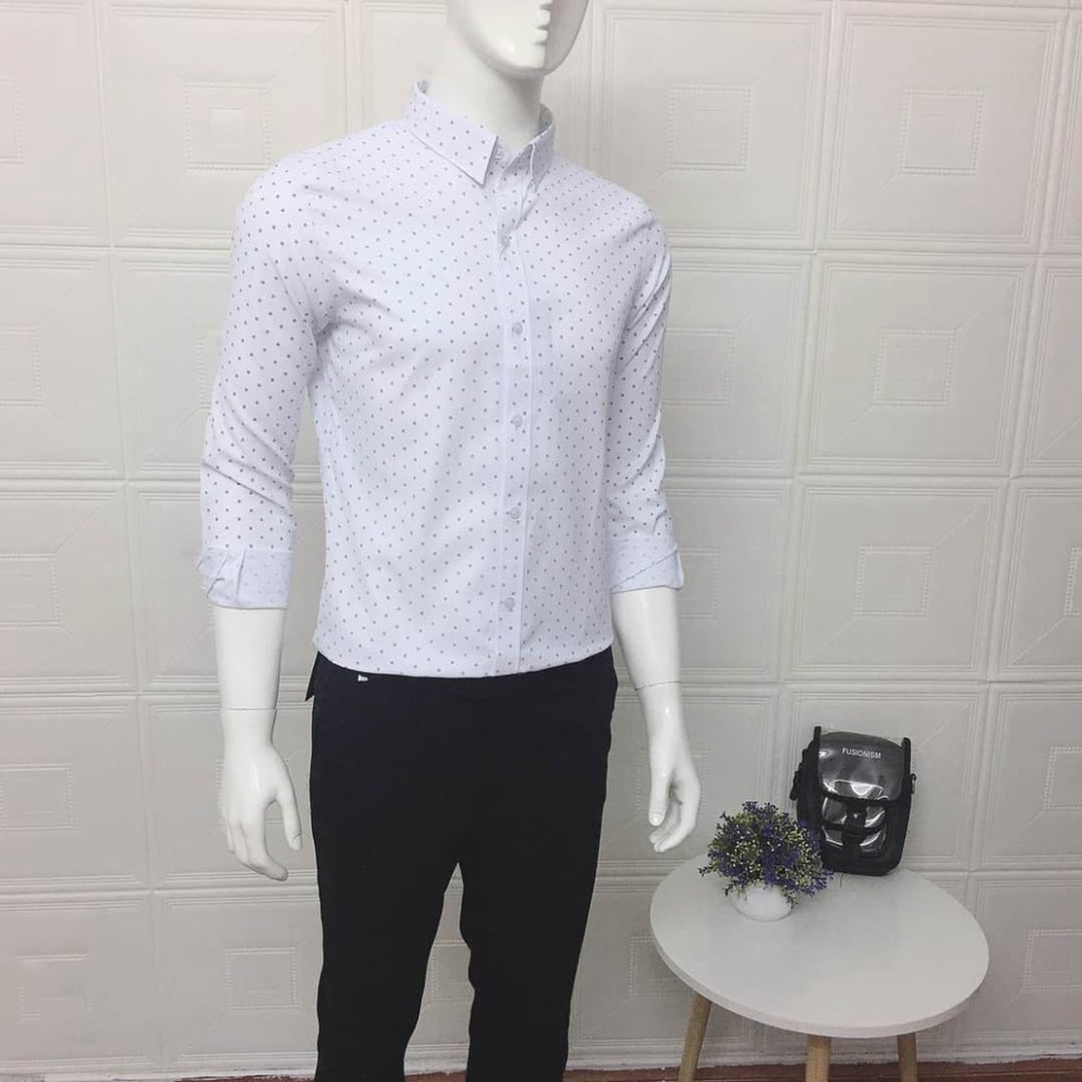 Áo sơ mi nam dài tay cao cấp Họa tiết chấm bi Hàng Xuất , chất cotton phong cách lịch lãm công sở | BigBuy360 - bigbuy360.vn