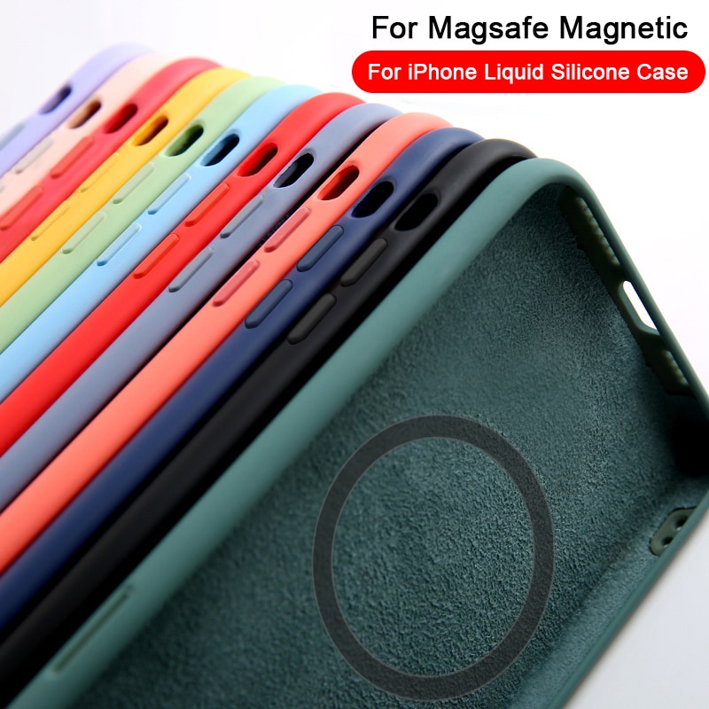 Ốp Điện Thoại Silicone Có Nam Châm Cho iPhone 13 11 12 Pro Max mini 8 Plus XR XS Max X SE 2020