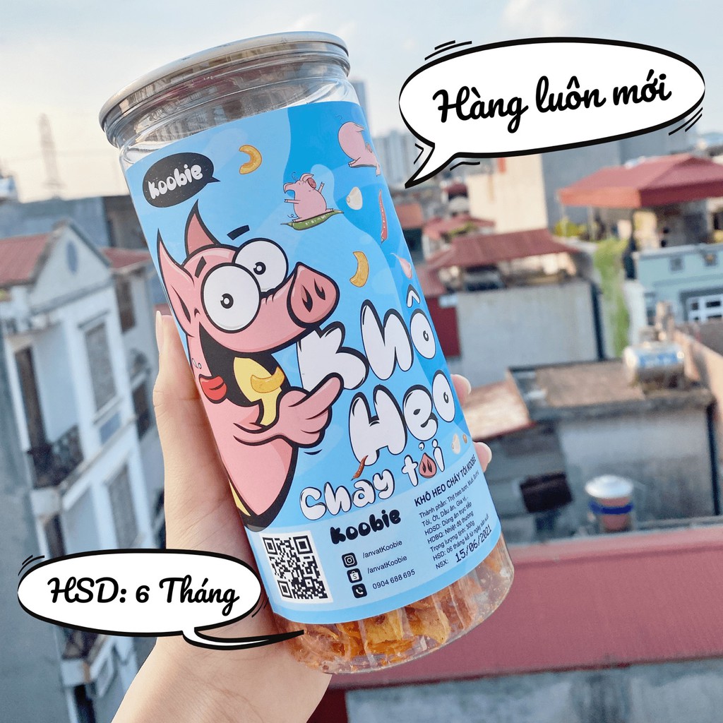 Khô heo cháy tỏi Koobie 300g, đồ ăn vặt ngon an toàn vệ sinh, giao hàng siêu tốc