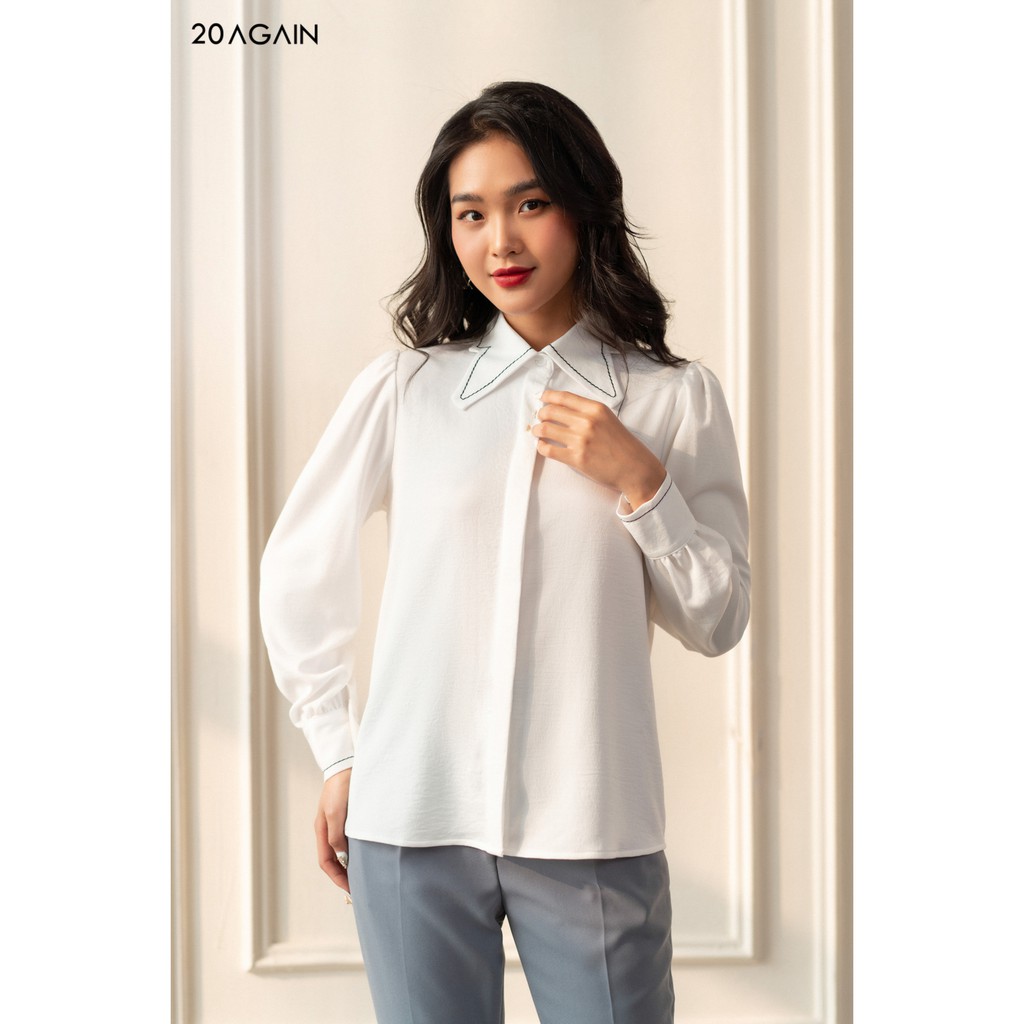 [Mã WABRM50 giảm 15% đơn 99k] Áo sơ mi chần chỉ trang trí 20AGAIN ASA1301 | BigBuy360 - bigbuy360.vn