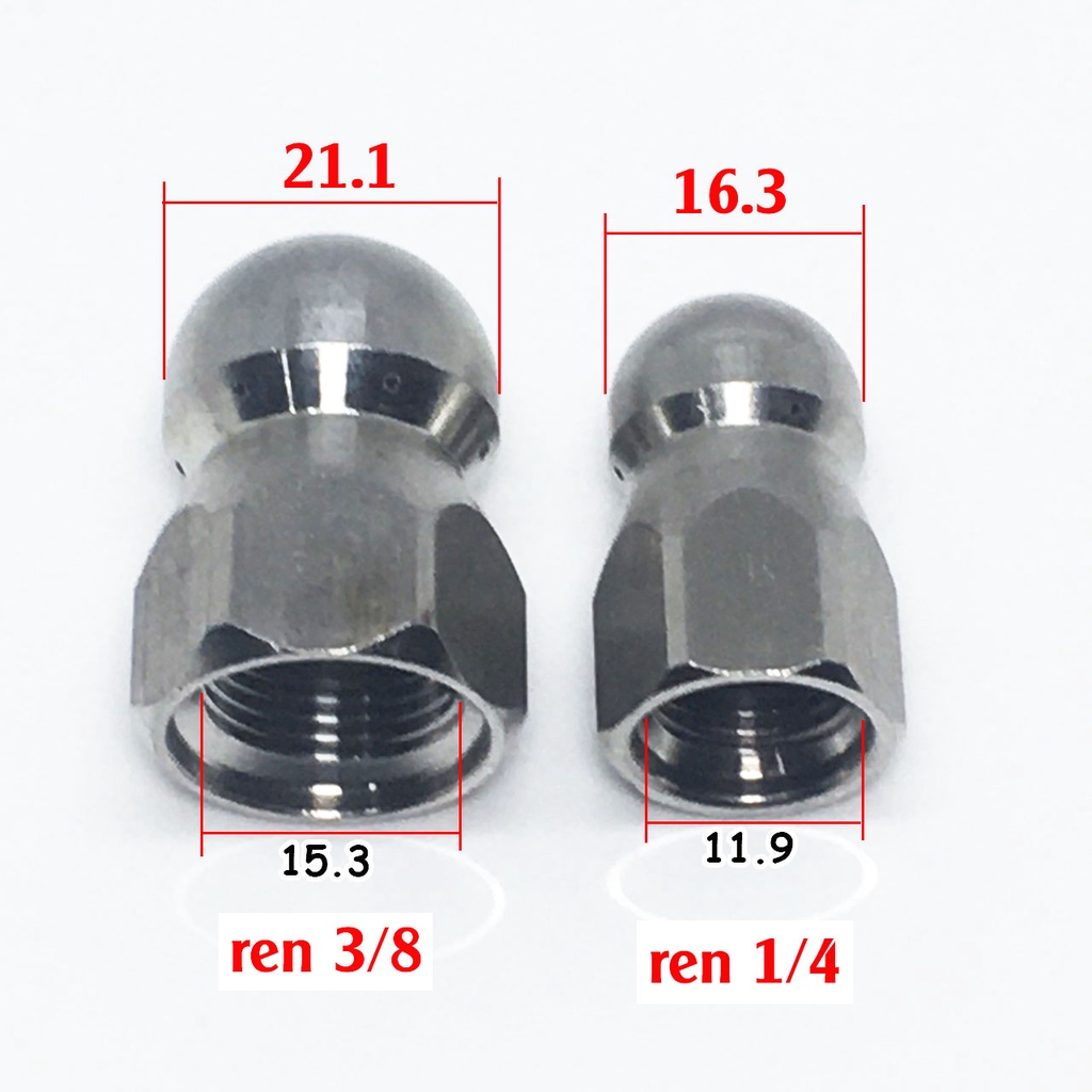 Béc phun thông tắc cống - Bec phun inox ren 1/4 icnh : 1 trước 3 sau