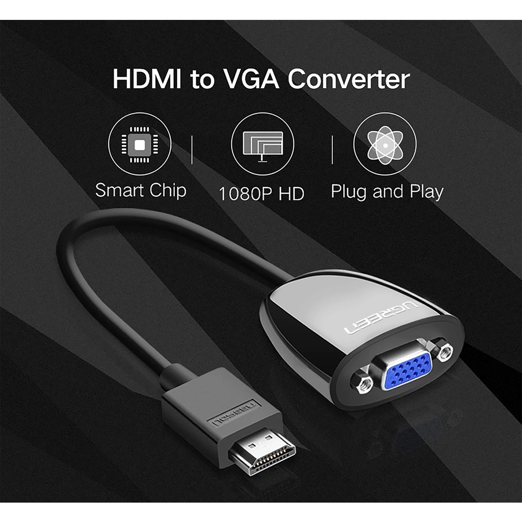 Cáp chuyển đổi HDMI to VGA ( không Audio )chính hãng Ugreen 40253 cao cấp