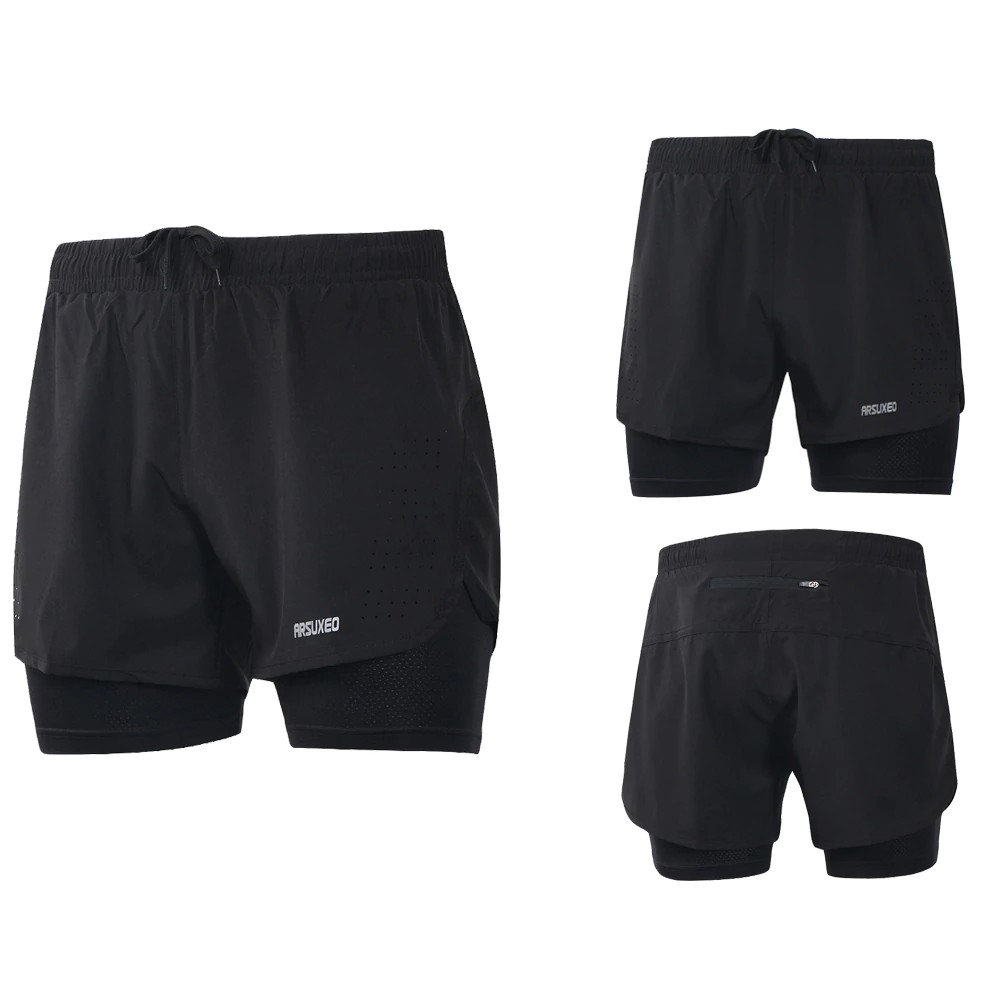 Quần Short Chạy Bộ Có Lớp Lót Unisex Arsuxeo B179