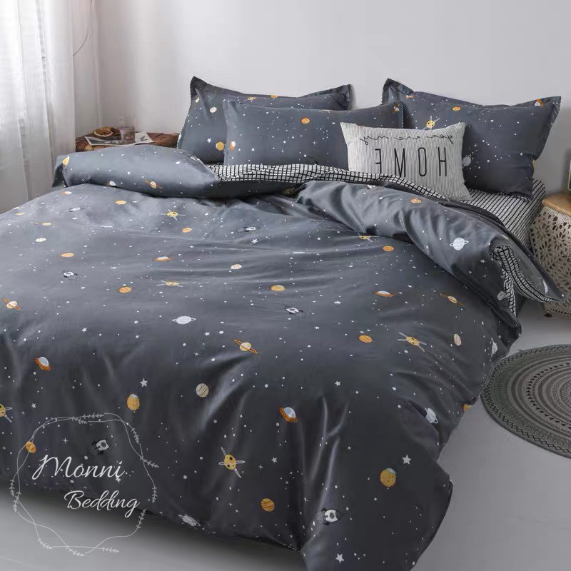 BỘ CHĂN GA GỐI COTON POLY MẪU VŨ TRỤ SIÊU DỄ THƯƠNG DRAP GIƯỜNG