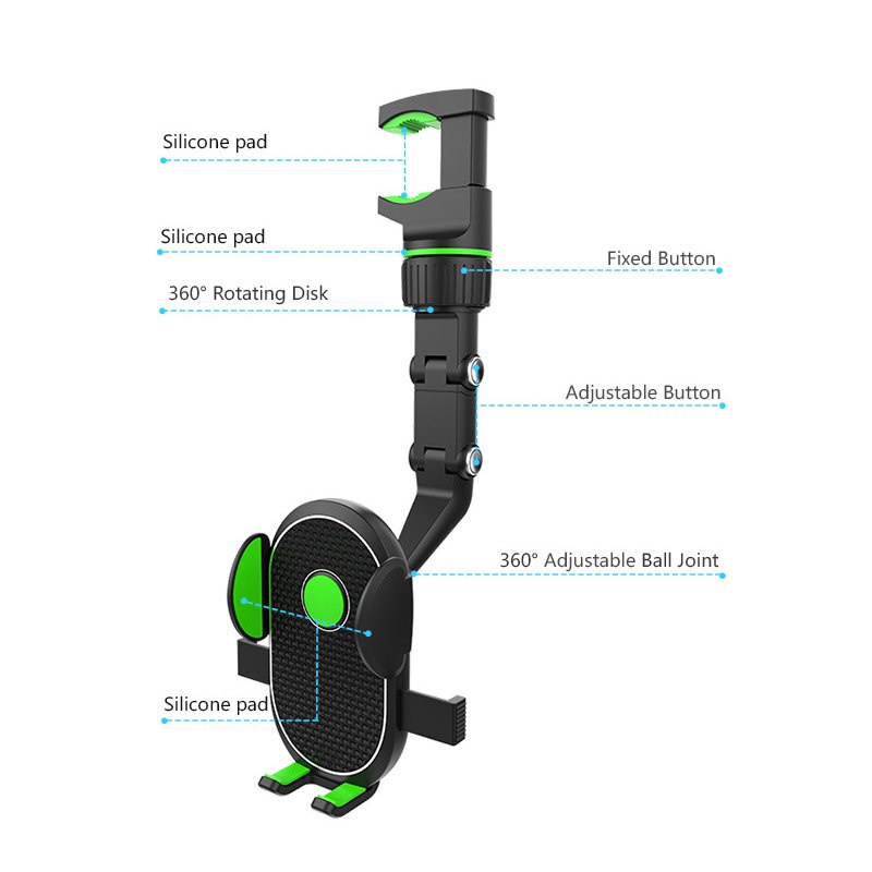 Giá Đỡ Điện Thoại / Thiết Bị Định Vị GPS Xoay 360 Độ Gắn Kính Chiếu Hậu Xe Hơi
