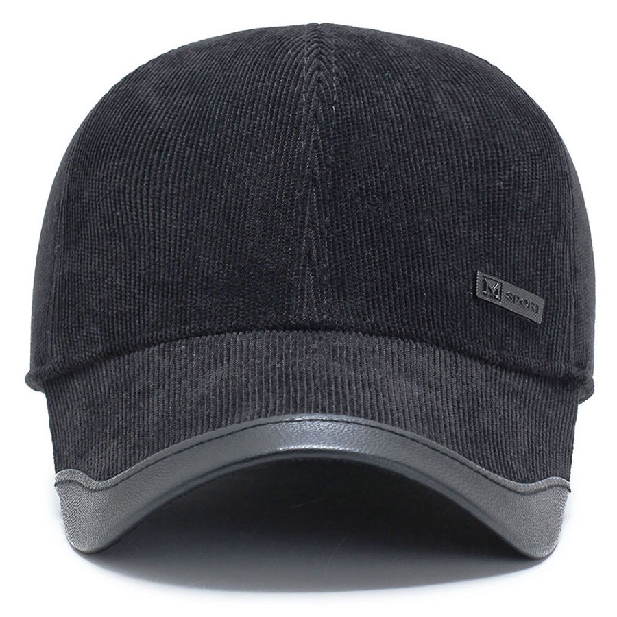 Mũ lưỡi trai mùa đông viền da M Sport có che tai – vải nhung tăm cao cấp