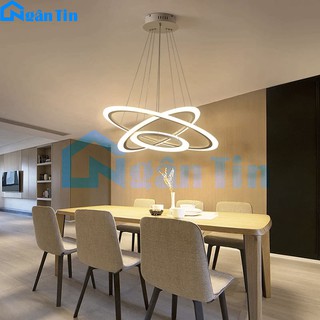 Đèn thả trần 3 vòng led 20-40-60 trang trí phòng khách bàn ăn tích hợp Led 3 chế độ màu TH853 Ngân Tin (Kèm remote)