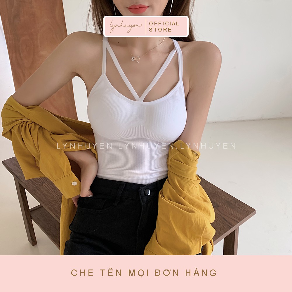 Áo 2 Dây Nữ Len Tăm Có Mút Ngực Croptop Lynhuyen - 4 Màu - AD006