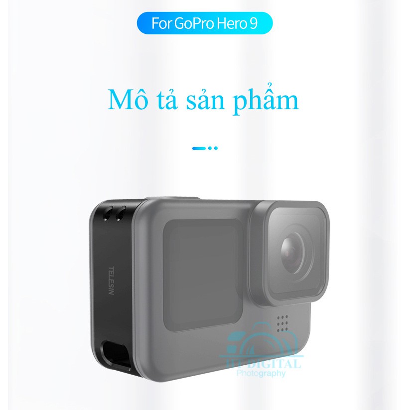 Nắp Đậy Pin GoPro 9 10 có Cổng Sạc Telesin - Camera Case Battery GoPro Hero 9