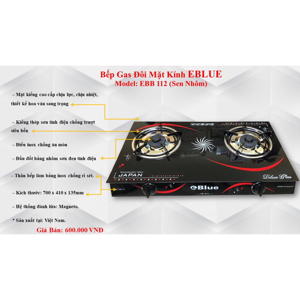 Bếp gas đôi eBlue EBB112