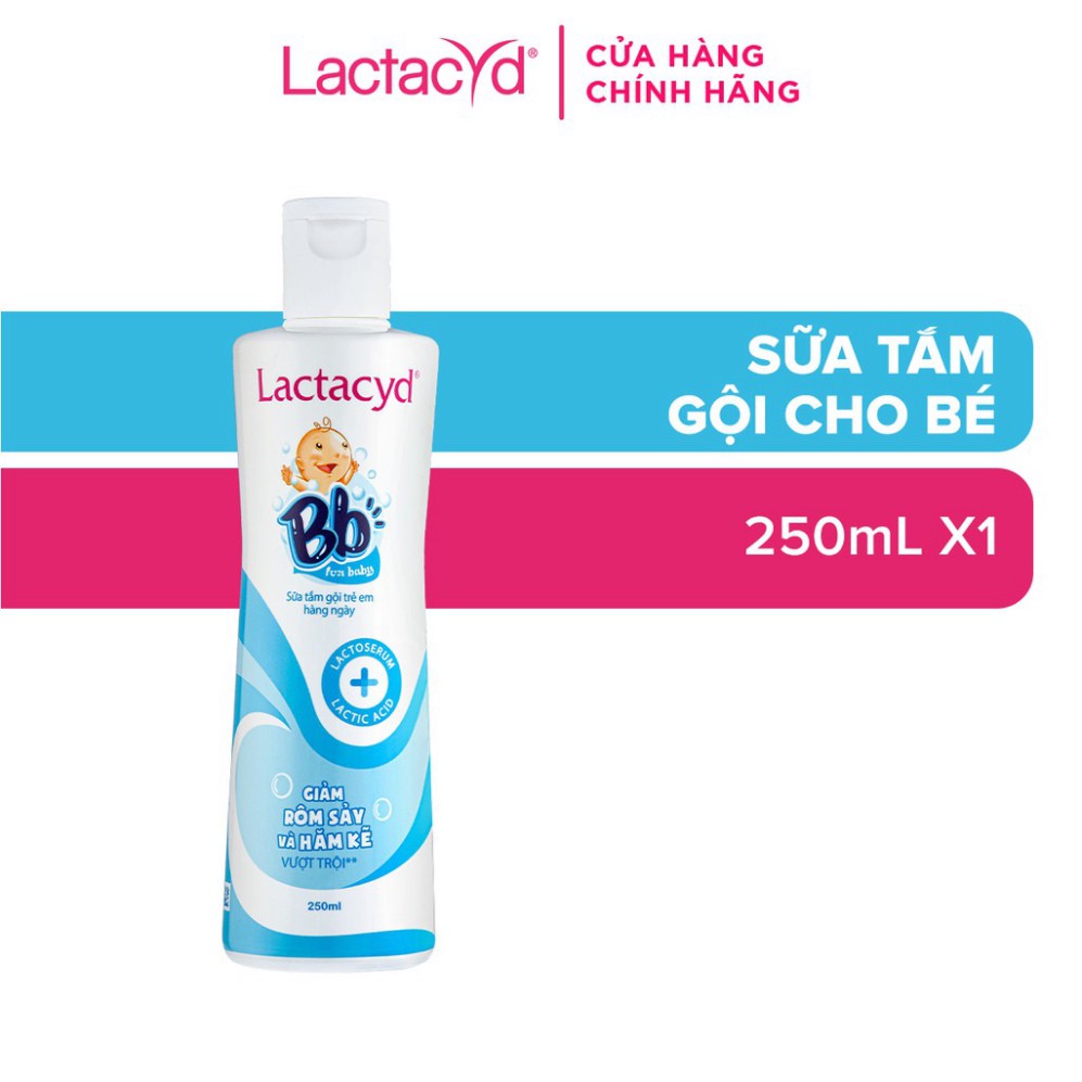 [Chính hãng] Sữa Tắm Gội Trẻ Em Lactacyd Bb Giảm Rôm Sảy &amp; Hăm Kẽ Vượt Trội 250ml