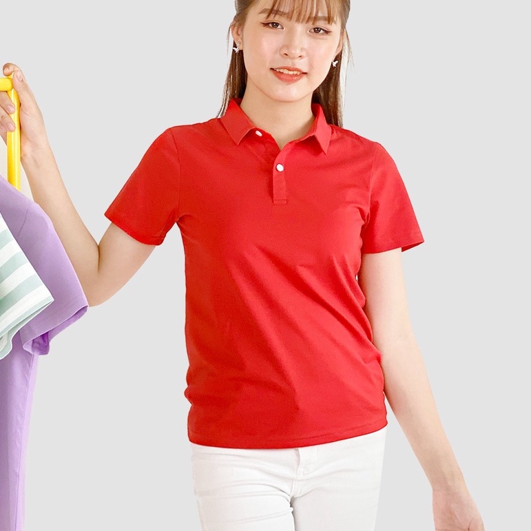 Áo thun nữ Cổ Sơ Mi (Cổ trụ) TOLI, chất cotton 4 chiều mềm mịn, co dãn Màu Tím